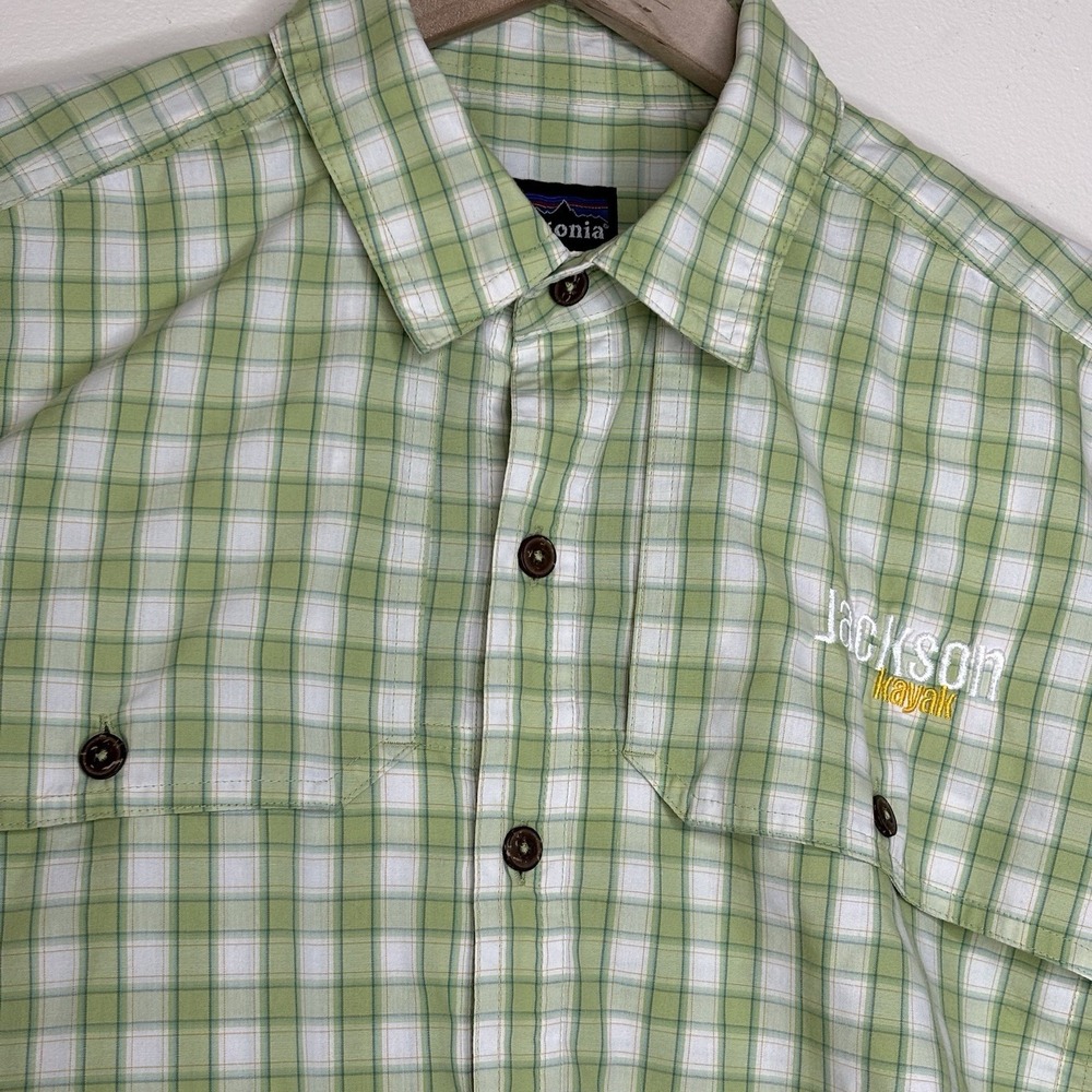 Patagonia Long Sleeved Island Hopper Shirt Green Plaid Medium Vented Fishing